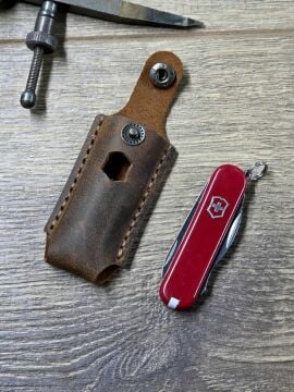 TAMSET Victorinox 58mm Çakılar İçin Deri Kılıf Koyu Kahve