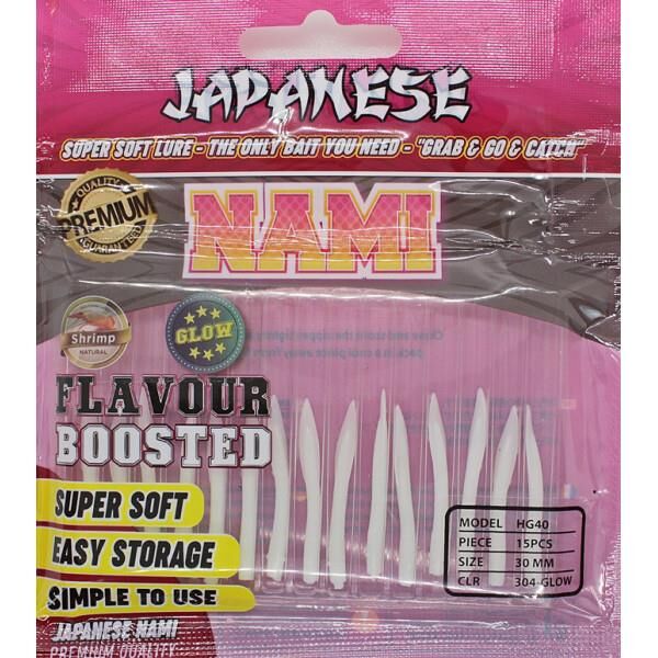 Japanese Nami 3cm Aromalı LRF Silikon Yem 304 Glow 15ad.