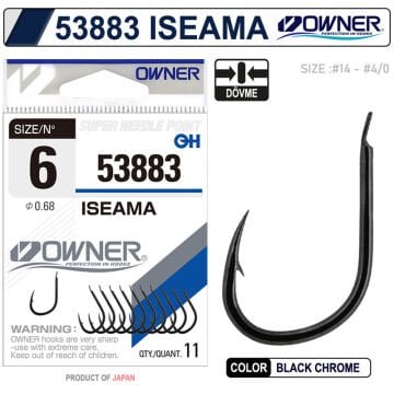 Owner 53883 Iseama Black Chrome Çupra Mercan Sazan Olta İğnesi