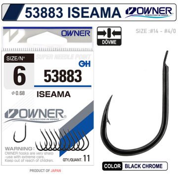 Owner 53883 Iseama Black Chrome Çupra Mercan Sazan Olta İğnesi