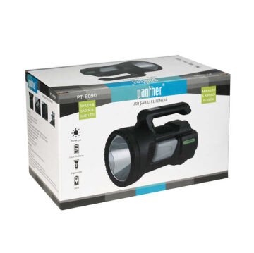 PANTHER 500 Lümen LED El Feneri USB Şarjlı Kamp Lambası PT-8090