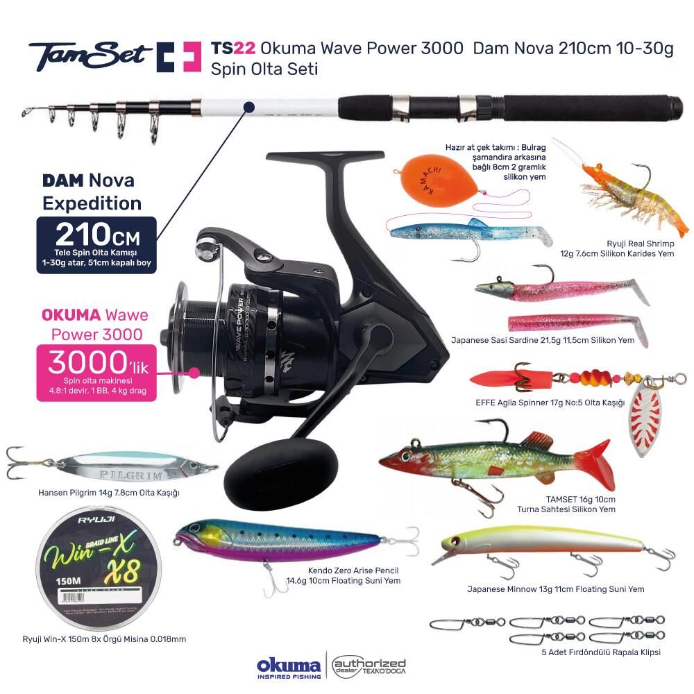 TAMSET Wave Power 3000 Nova 210cm 10-30g Spin Olta Seti TS22