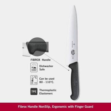 Victorinox Fibrox 19cm Tırtıklı Dilimleme Bıçağı 5.2033.19 Siyah