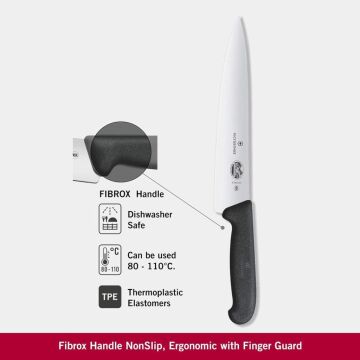 Victorinox Fibrox 22cm Tırtıklı Dilimleme Bıçağı 5.2033.22 Siyah