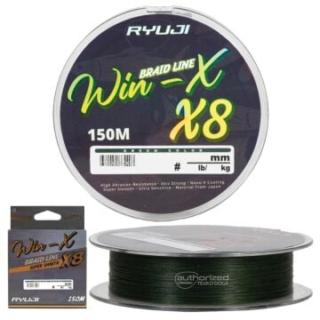 Ryuji WinX 8x 8 Kat 150m Örgü İp Misina Green Yeşil 0,16mm