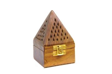 Mystica Ahşap Piramit Konik Tütsü Yakma Kutusu 14cm