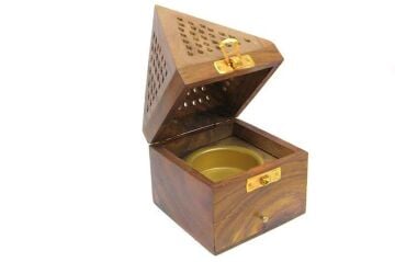 Mystica Ahşap Piramit Konik Tütsü Yakma Kutusu 16cm