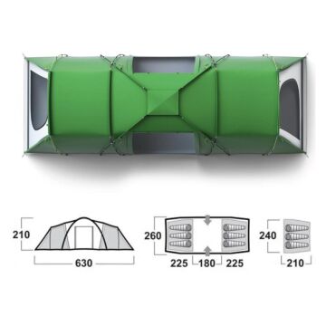 HUSKY Boston Dural 6 Kişilik 3 Mevsim Kamp Çadırı Yeşil