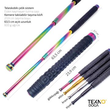 W60 Teleskopik Katlanır Çelik Jop 63,5cm Polis Copu Kılıflı