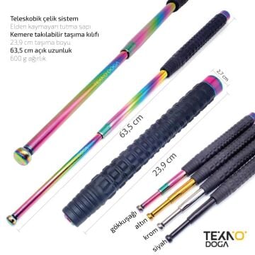 W60 Teleskopik Katlanır Çelik Jop 63,5cm Polis Copu Kılıflı