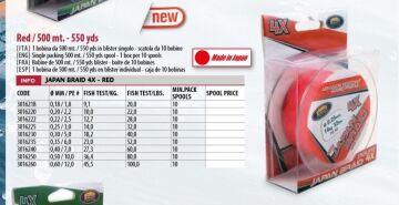 Lineaeffe Japan Braid 4x 500m 4 Kat Örgü İp Misina Kırmızı