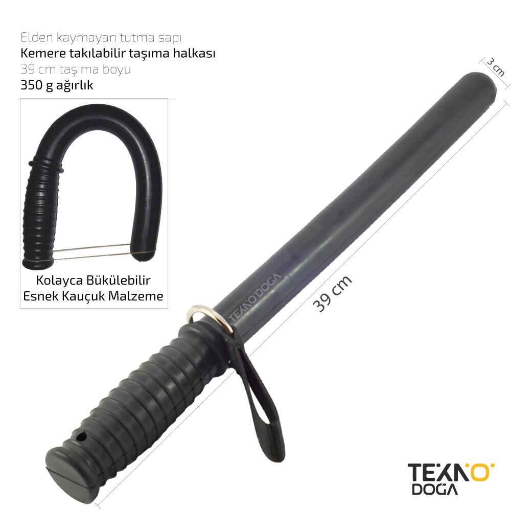 Masolet W35 Plastik Kauçuk Polis Jopu 39cm Kemer Askılı