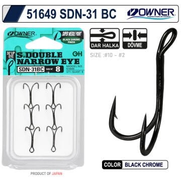 Owner 51649 SDN-31 Black Chrome İkili Rapala İğnesi