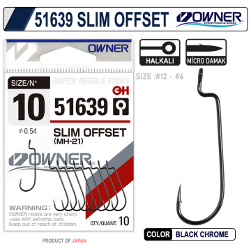 Owner 51639 Slim Offset Black Chrome Olta İğnesi