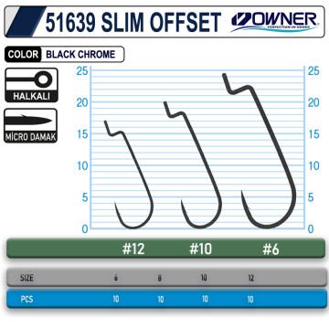 Owner 51639 Slim Offset Black Chrome Olta İğnesi