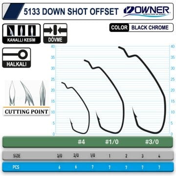 Owner 5133 Down Shot Offset Olta İğnesi Black Chrome