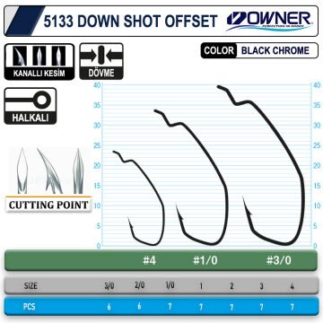 Owner 5133 Down Shot Offset Olta İğnesi Black Chrome