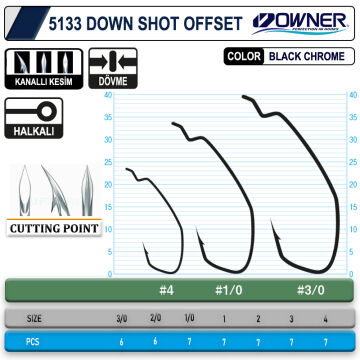 Owner 5133 Down Shot Offset Olta İğnesi Black Chrome