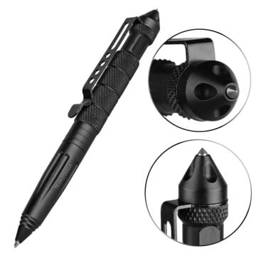 Taktik Kişisel Savunma Kalemi Kubaton Cam Kırıcı Siyah