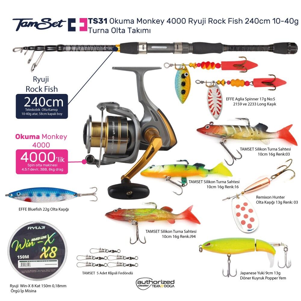 TAMSET Monkey 4000 Rockfish 240cm 10-40g Turna Olta Seti TS32