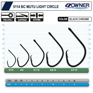 Owner 5114 Mutu Light Olta İğnesi Black Chrome