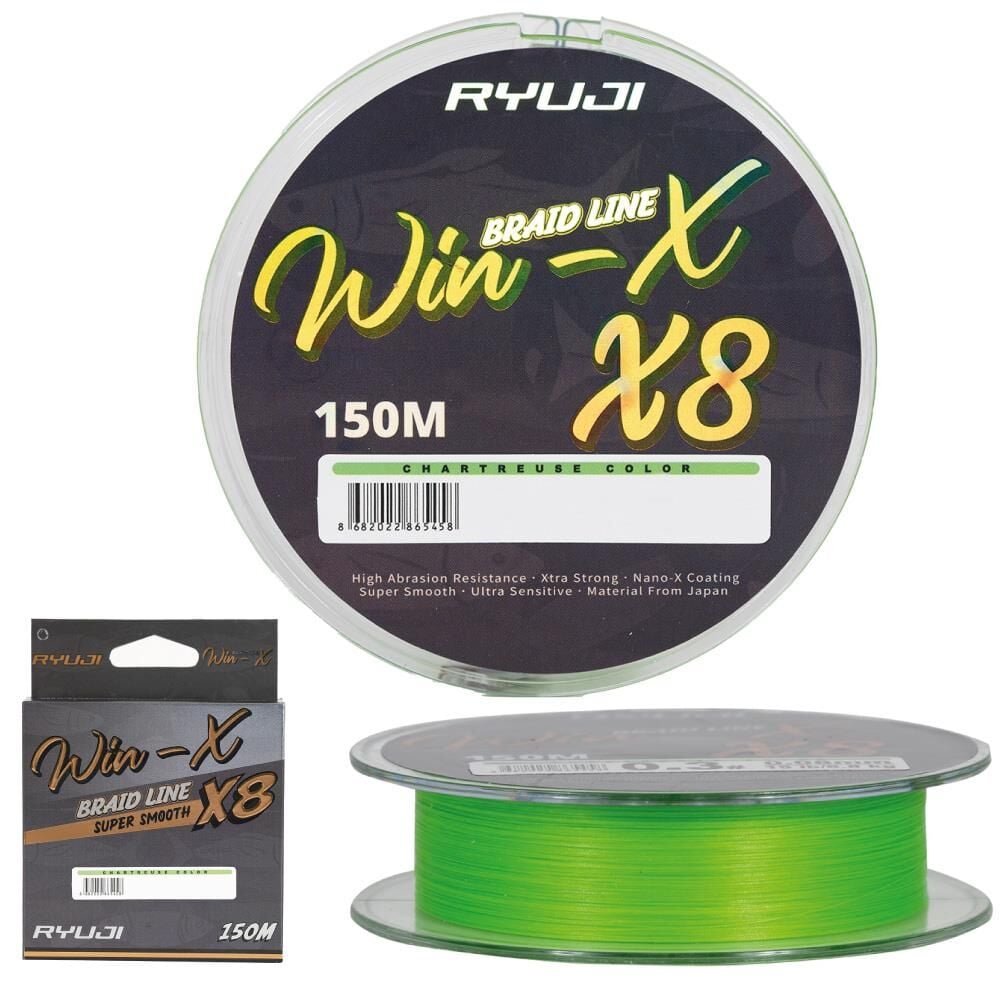 Ryuji WinX 8x 8 Kat 150m Örgü İp Misina Chartreuse 0,16mm