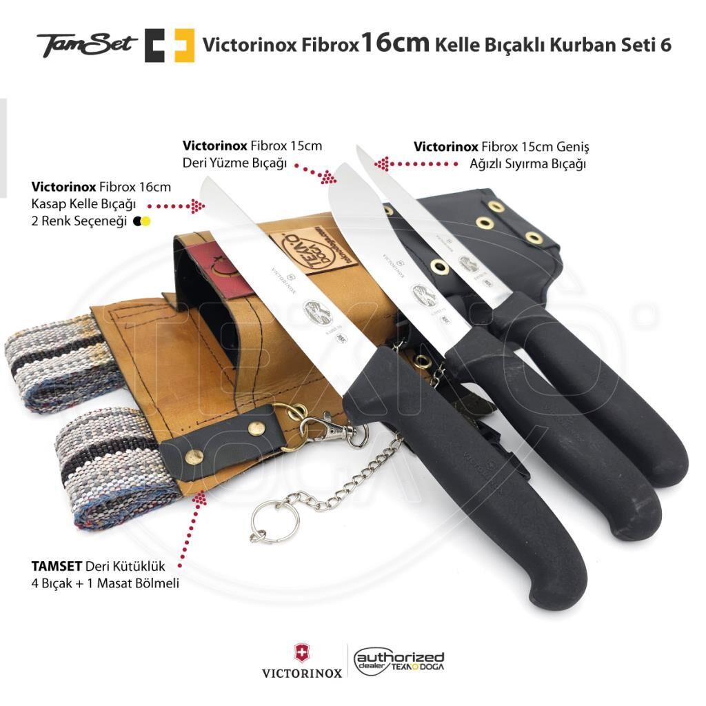TAMSET Victorinox Fibrox 16cm Kelle Bıçaklı Kurban Seti 6