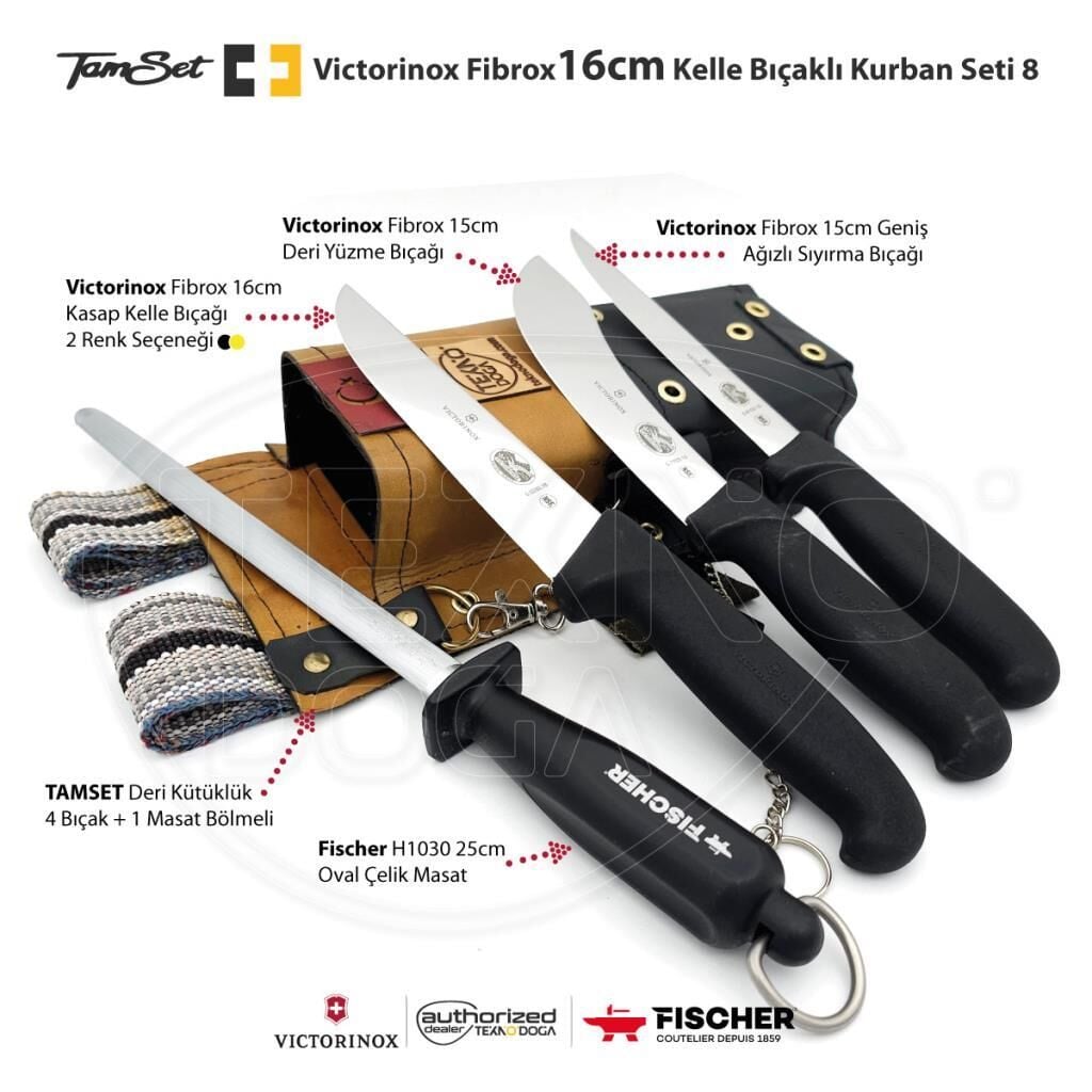 Victorinox Fibrox 16cm Kelle Bıçaklı Kurban Seti 8 V1602DX1
