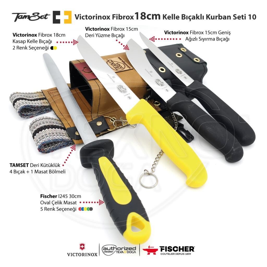 TAMSET Victorinox Fibrox 18cm Kelle Bıçaklı Kurban Seti 10