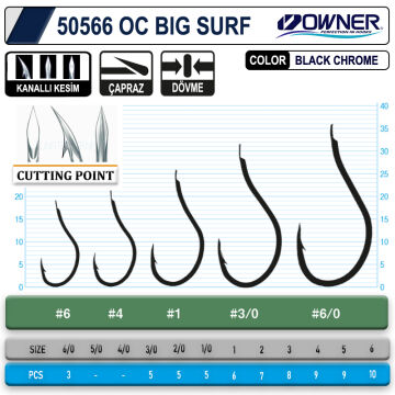 Owner 50566 Cut Big Surf Gun Black Olta İğnesi Black Chrome