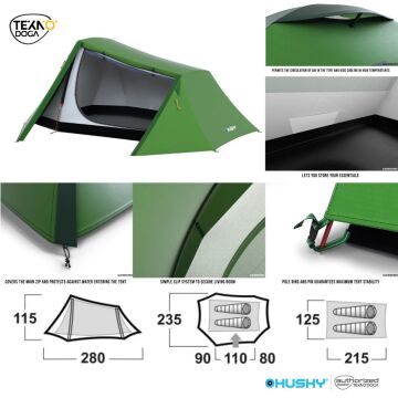 HUSKY Brunel 2 Kişilik 4 Mevsim Kamp Çadırı Yeşil