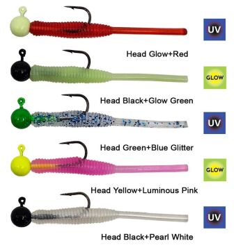 Kendo Hook Worm Jighead+LRF Silikonu 1gr+4.5cm 5 Adet
