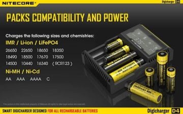 Nitecore D4 Digicharger Li-ion IMR LiFePO4 Pil Dolum Cihazı