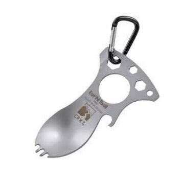 TAMSET Metal Çok Amaçlı Taktik Çatal Kaşık 10cm Gümüş