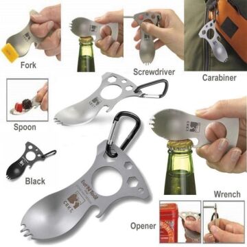 TAMSET Metal Çok Amaçlı Taktik Çatal Kaşık 10cm Gümüş