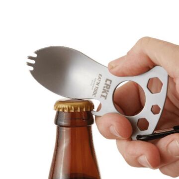 TAMSET Metal Çok Amaçlı Taktik Çatal Kaşık 10cm Gümüş