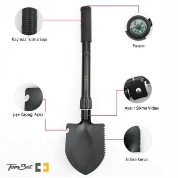 TAMSET C1 Kürek 41,5cm Katlanır Portatif Kamp Küreği