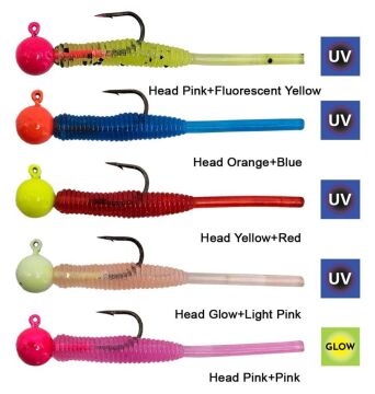 Kendo Hook Worm Jighead+LRF Silikonu 1.5gr+4.5cm 5 Adet