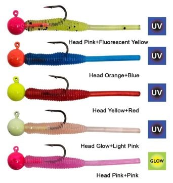 Kendo Hook Worm Jighead+LRF Silikonu 1.5gr+4.5cm 5 Adet