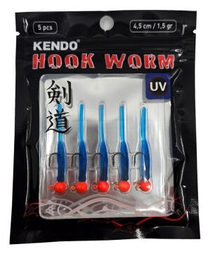 Kendo Hook Worm Jighead+LRF Silikonu 1.5gr+4.5cm 5 Adet
