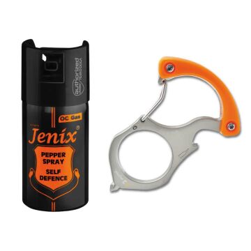 Jenix 40ml Biber Gazı ve E5 Karabina Anahtarlık E540 Savunma Seti