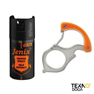 Jenix 40ml Biber Gazı ve E5 Karabina Anahtarlık E540 Savunma Seti