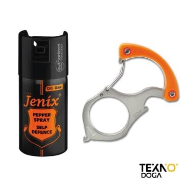 Jenix 40ml Biber Gazı ve E5 Karabina Anahtarlık E540 Savunma Seti