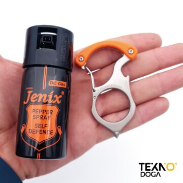 Jenix 40ml Biber Gazı ve E5 Karabina Anahtarlık E540 Savunma Seti