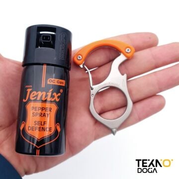 Jenix 40ml Biber Gazı ve E5 Karabina Anahtarlık Savunma Seti
