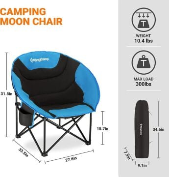 KingCamp Moon Kamp Sandalyesi Siyah Mavi