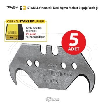 STANLEY Deri Açma Maket Bıçağı Yedeği 50x19mm Kancalı Bıçak 5ad.