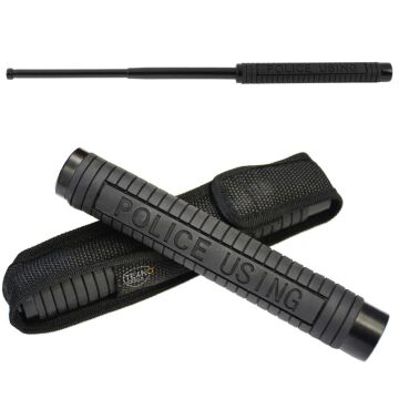 W42 Teleskopik Katlanır Çelik Jop 49,5cm Siyah Polis Copu Kılıflı