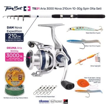 TAMSET Aria 3000 Nova 210cm 10-30g Spin Olta Takımı Seti TS21