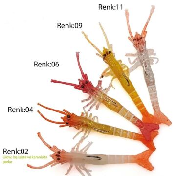 EFFE Caridina Karides 8cm 7g TPE Shrimp Silikon Suni Yem Renk:09